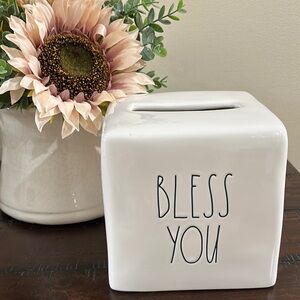 Rae Dunn White Ceramic Tissue Box Cover
